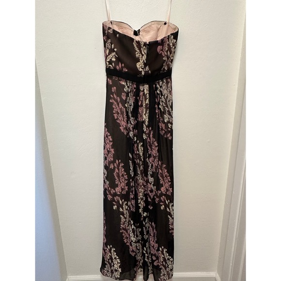 BCBGMAXAZRIA Black Floral Print Strapless Maxi Dress Women's Size 2 - Picture 5 of 10